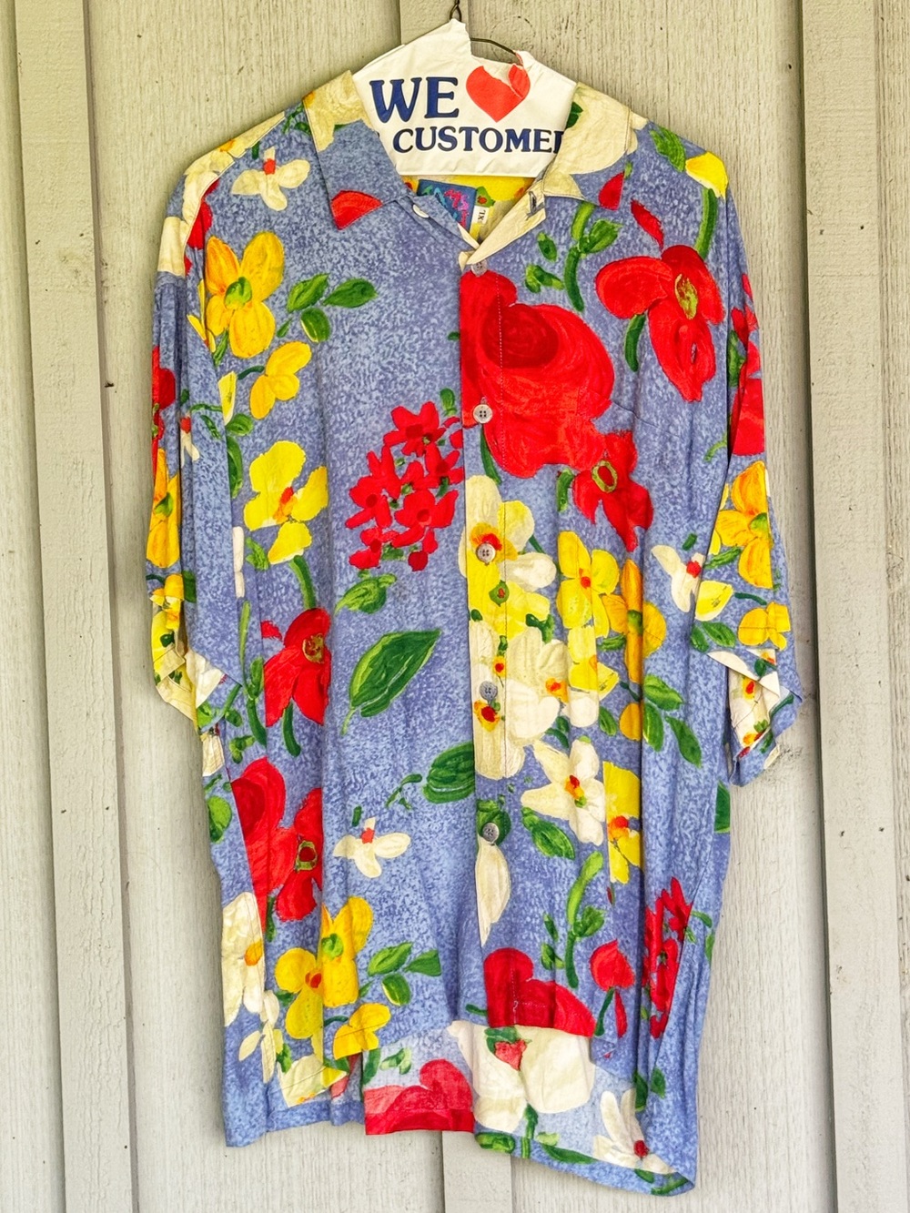 Vintage Jam’s World Hawaiian Shirt - Blue with Red & Yellow Flowers -XL
